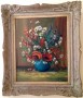 Jarron color azul con flores